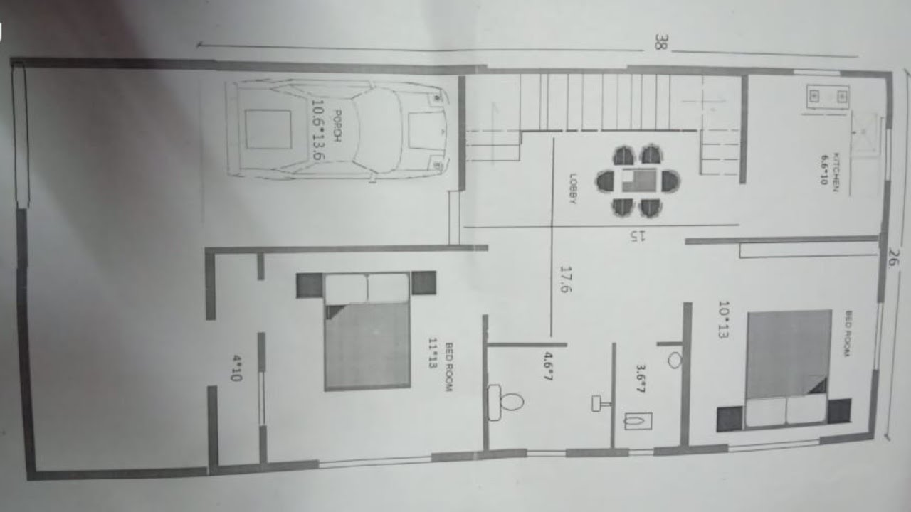 26 x 38 north face duplex house plan map naksha design