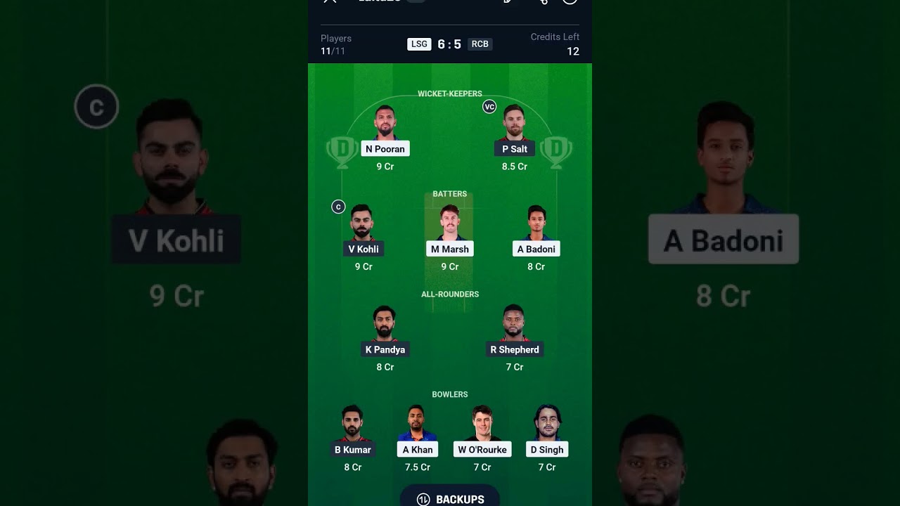 LSG VS RCB DREAM11 TEAM PREDICTION TODAY 