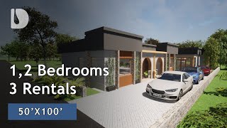 1 and 2 Bedroom Rental Bungalow House Tour on 50X100 Plot - DPRO.design