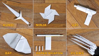How to Make Paper Kunai, Ninja Star, Uzi Gun, Bat & Monster Claws