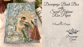 Decoupage Book Box using Decoupage Queen Sweet Perfume Rice Paper