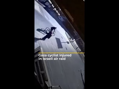 Gaza cyclist injured in israeli air raid | aj #shorts