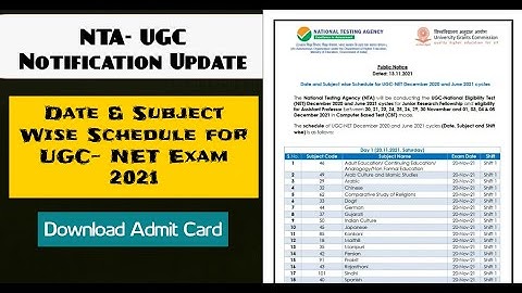 Notification: UGC- Net Exam December 2021 | Date and Subject Wise Schedule|Download Admit Card| NTA