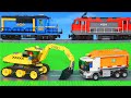 Lego Police Cars, Train, Excavator, Concrete Mixer & Fire Truck Toy Vehicles for Kids