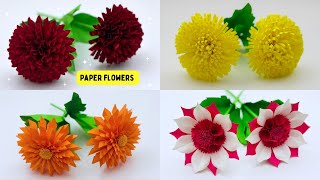 4 Simple and Beautiful Paper Flowers - Paper Craft - DIY Flowers - Home Decor - flower making craft