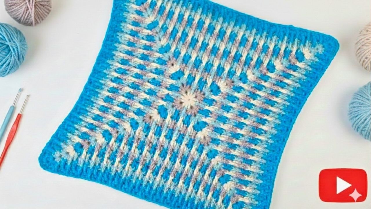 Вяжем 3D квадрат крючком. Пошаговый мастер-класс