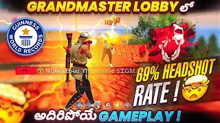 Grandmaster Lobby 🥵27 kills💪 69% Headshot Rate⚡- Free Fire Telugu - Munna Bhai Gaming