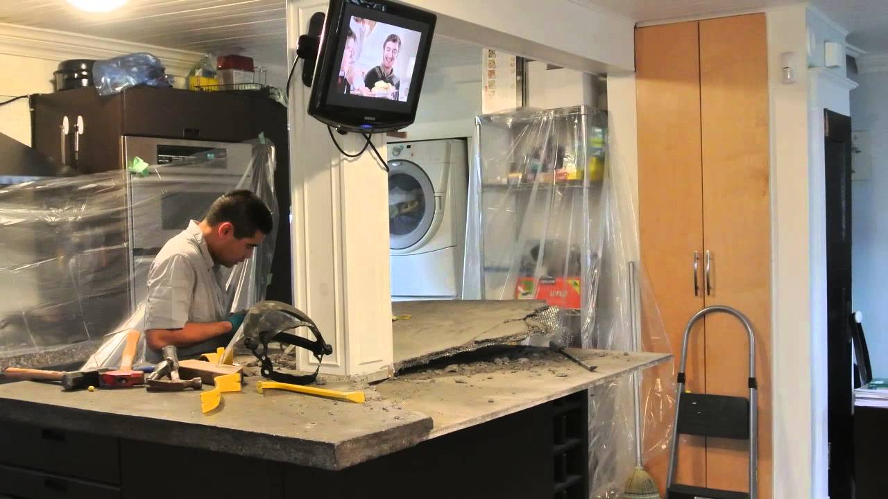 Removing Concrete Kitchen Countertop Timelapse YouTube