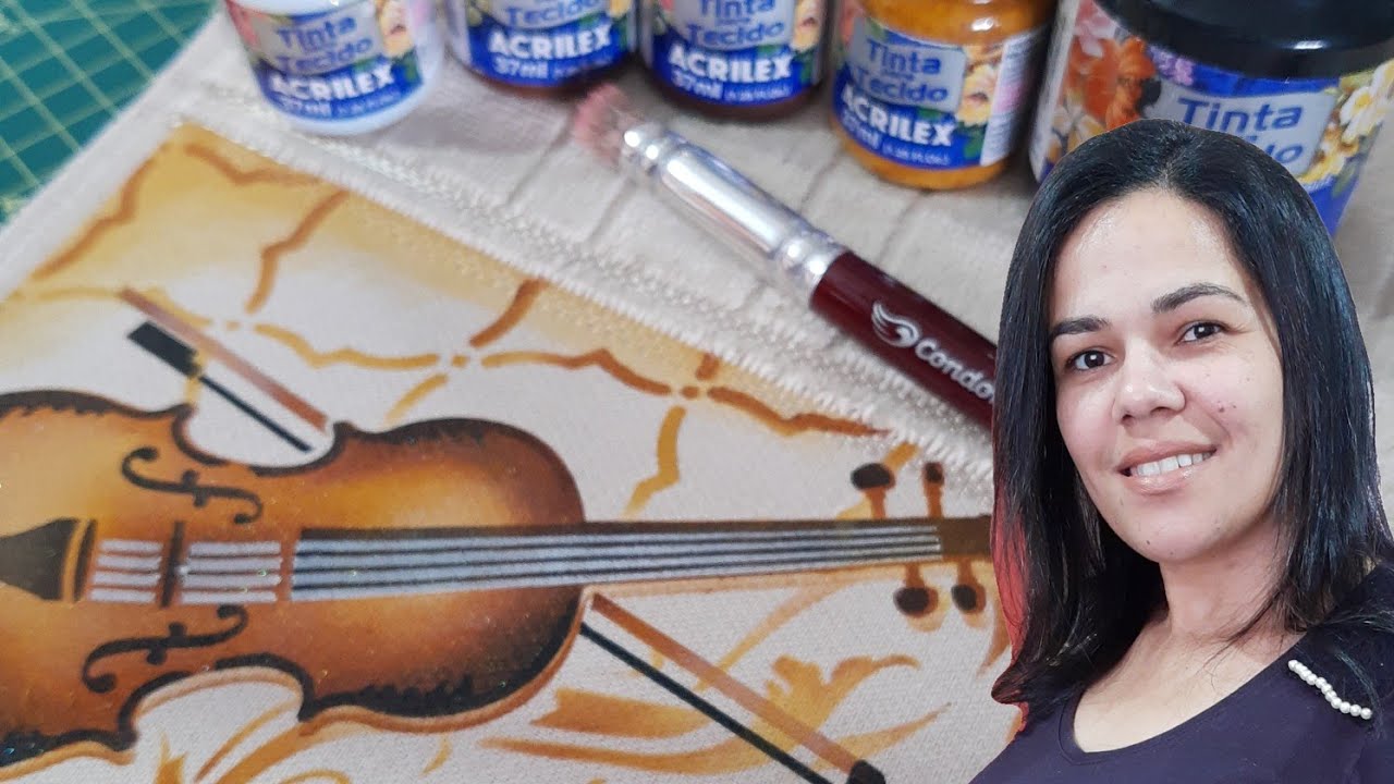 Pintas Instrumento Como pintar instrumentos musicais em toalhas - como pintar violino ...