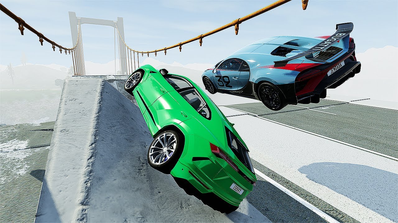Cars VS Flip Ramp Jumping - Pileup Crashes - BeamNG Drive - YouTube