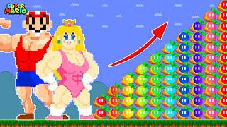 What If Mario And Peach Collect 999 1-Up Rainbow Seeds But Every 1-Up Makes Mario Growing Up Muscle