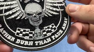 Old Skool Biker Patch Skull with Eagle Wings