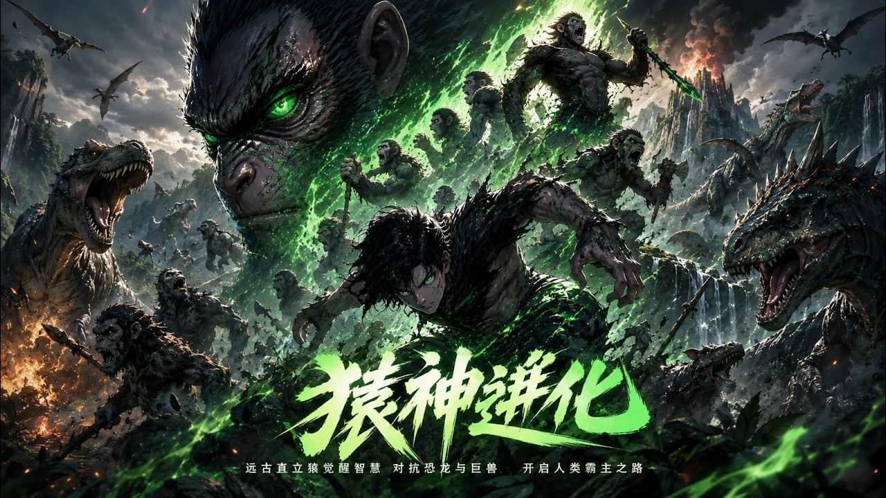 完結全集】《猿神进化》🔥绑定远古猿，见证人类崛起！#漫剧#动态漫