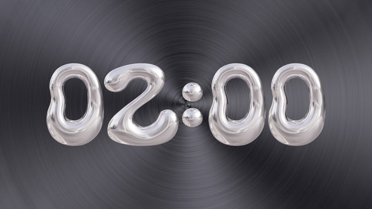 ⏱️ 2-Minute Timer | Sleek Chrome Numbers & Steel Grey Backdrop | Clicks ...