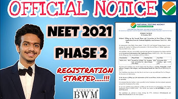 NEET 2021 PHASE 2 APPLICATION FORM STARTED || NEET 2021 PHASE 2 REGISTRATION || NEET 2021 || PHASE 2