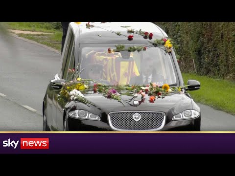 The Queen's hearse drives to Windsor