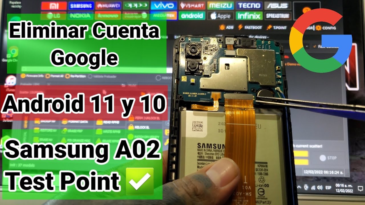 Eliminar Cuenta Google Samsung A02 (A022M) Android 10 y 11/ Test Point