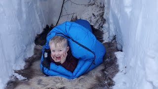 Deep Snow Survival Camping in Alaska  Building a Winter Survival Shelter