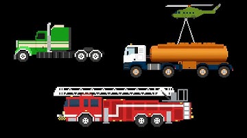 Building Vehicles: Firetruck, Semi & Fuel Tanker | Pixel Art & 8-Bit Sounds