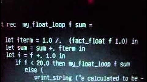 Ocaml program calculating e (base for natural logarithms).