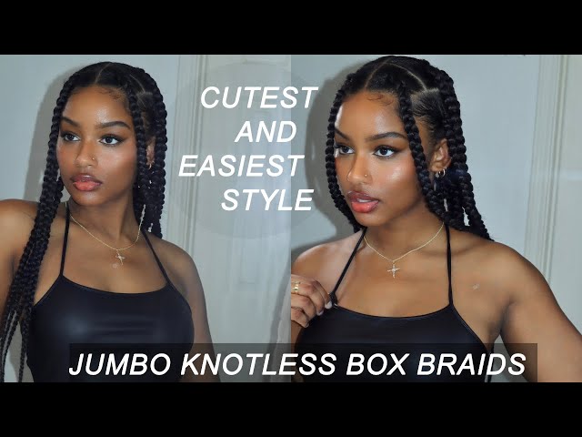 Jumbo knotless braids.. the easy way💯. #naturalhairstyles