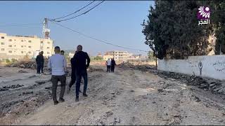 آثار الدمار الكبير الذي خلفه الاحتلال في شوارع اطراف مخيم جنين