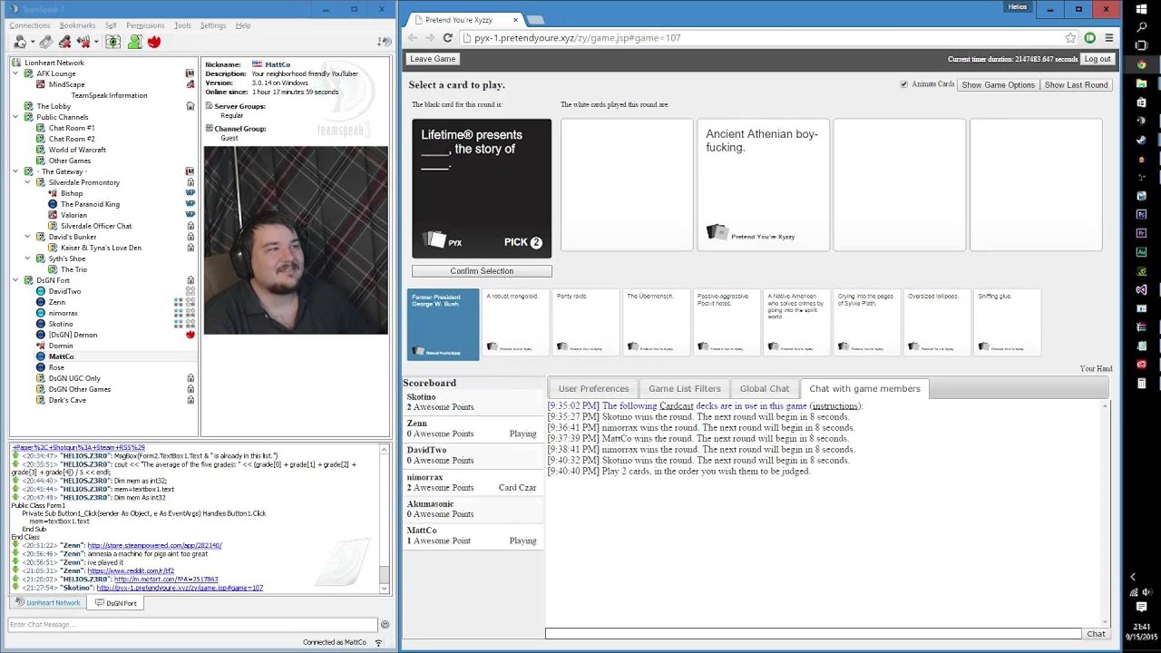 Why did I do this? \/ Pretend You're Xyzzy (Cards Against Humanity Clone) - YouTube