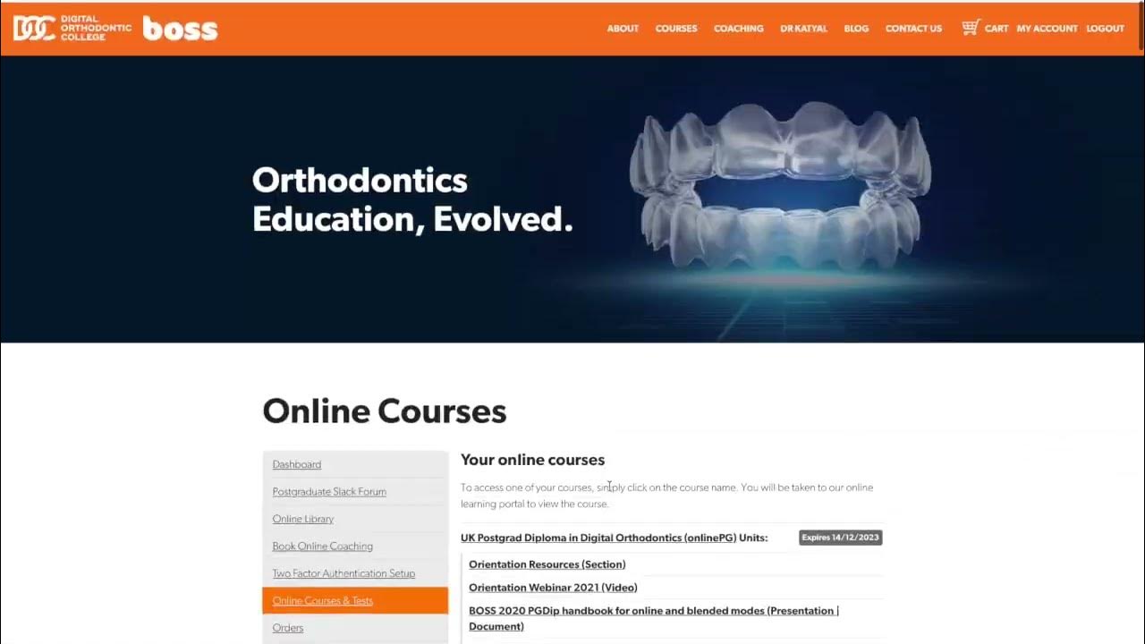 Elearning set up for your BOSS Orthodontic Diploma course and