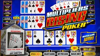 MULTIPLIERS RISING VIDEO POKER ♦️ I Put Another $100 In… Hoping For Some Quads. Missing All Day ♠️