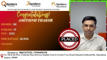 Placement Journey of BE graduated as Software Engineer QSpiders | Ahmedabad
