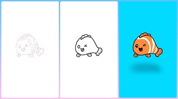 How to draw a cute Nemo / Clown Fish | Easy Step by step drawing for kids | Little Champs art