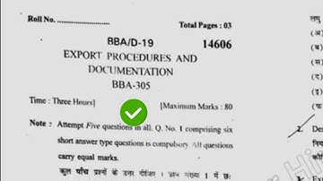 2019 KUK BBA 5th Sem Export Procedure & Documentation Question Paper