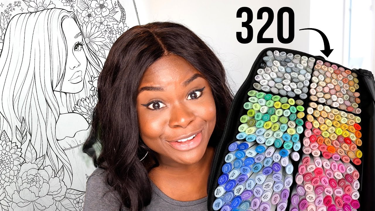 COLORING BOOK ART CHALLENGE!! By Professional Artist using OHUHU MARKERS 