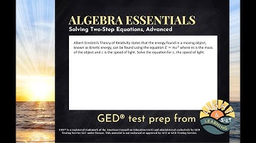 GED® Math Prep: Solve Literal Two-Step (1.2, Adv, #19)