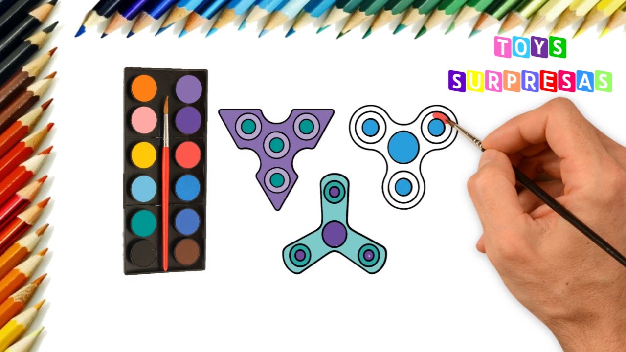 Como desenhar e pintar colorir Spinner -  How to Draw Coloring Pages for Kids Learn Colors