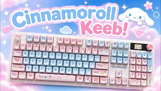 Custom Cinnamoroll Keyboard 💗☁️  Pastel Pink &amp; Blue Dream Keeb 🌸🩵 with Screen 🖥️ and Knob 🎀