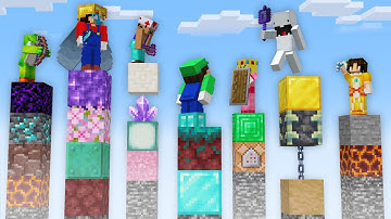 7 YouTubers VS Random Items Pillars in Minecraft...