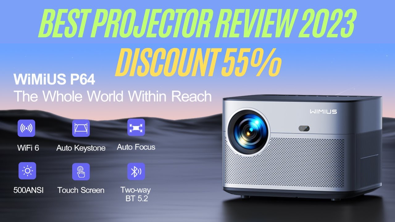 Wimius P64 1080P Full HD Projector, 500 ANSI 15000L 4K Supported, WiFi 6  Bluetooth Projector with Autofocus and Keystone Correction