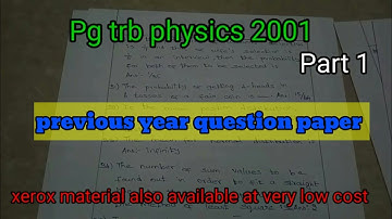 PG TRB PHYSICS  PREVIOUS YEAR Questions PAPER - 2001