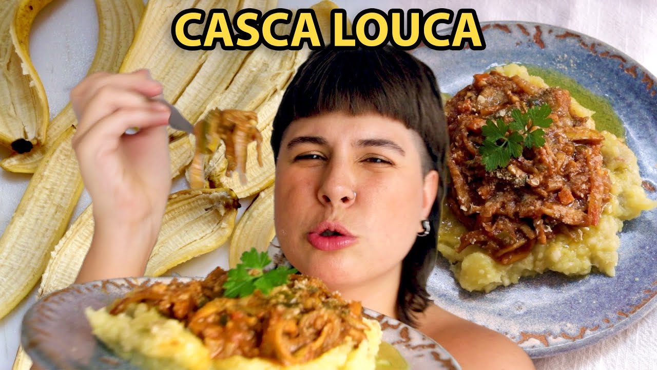 CARNE DE CASCA DE BANANA com purê de batata doce - DELICIOSO!