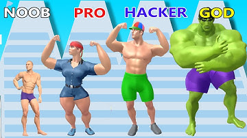 NOOB vs PRO vs HACKER vs GOD in Muscle Rush - Perfect LEVEL in Muscle Rush - Gameplay Android, Ios