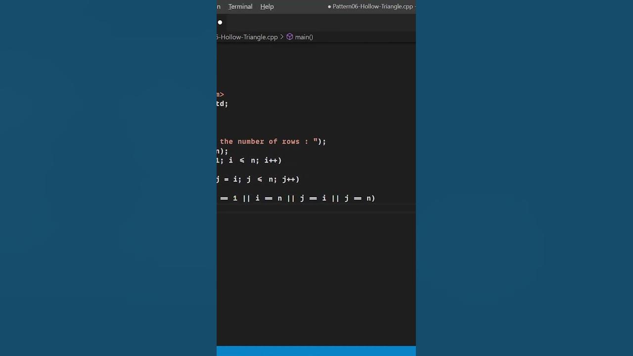 Print Hollow Triangle pattern in C/C++ programming||Pattern -7 #shorts ...