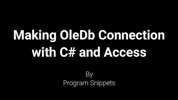 Making OleDb Connection with C# and access