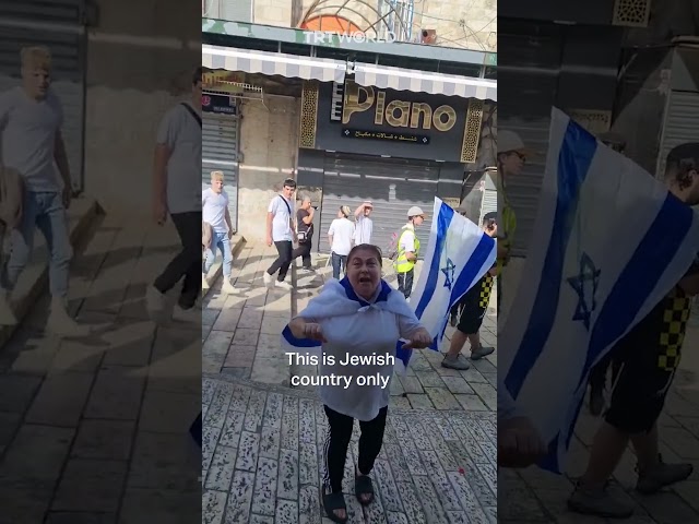 Israeli woman swears at Palestinians during so-called Israeli “flag march” class=
