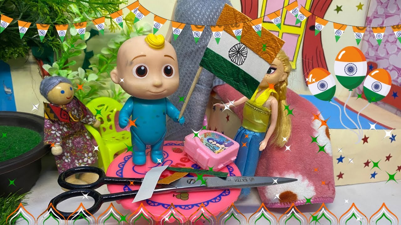 Handmade Flag 🇮🇳 || Chikki Ne Banaya Ballu Ka School Craft || Dolls Family Fun