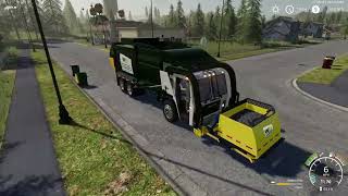 Waste Management Mack LEU McNeilus Pacific with a Curotto Can garbage truck in FS19