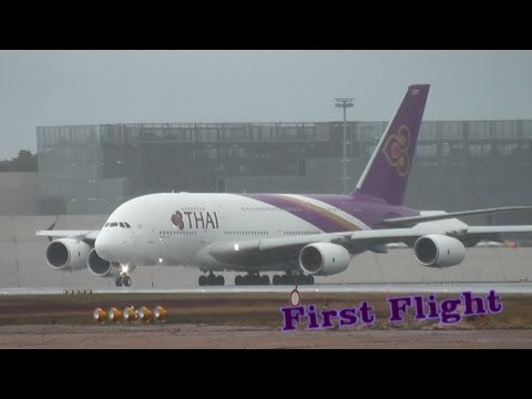 Airbus A380 800 Thai Airways First Takeoff At Frankfurt Airport Hd Youtube