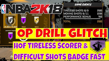 HOW TO UNLOCK TIRELESS SCORER AND DIFFICULT SHOTS BADGE IN 1 DRILL | NBA 2K18