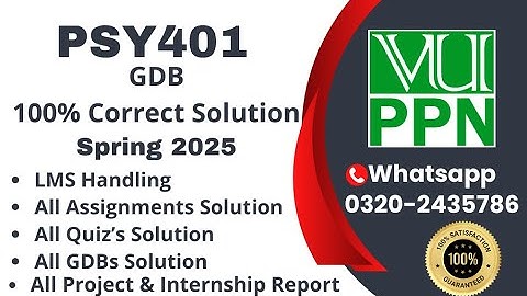 PSY401 GDB 100% Correct Solution Spring 2025 PSY401 GDB  Solution 2025#PSY401