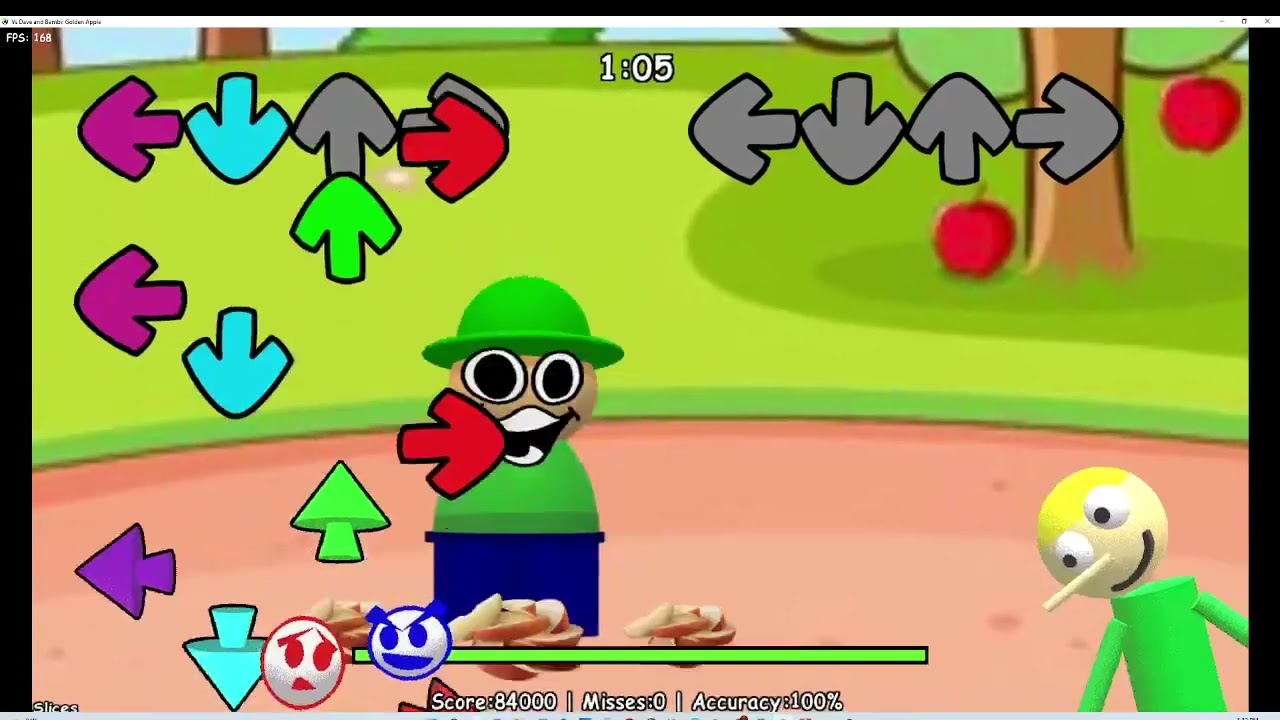 FNF VS. Dave and Bambi Golden Apple 1.2 | Slices Bot FC (100% ACCURACY)
